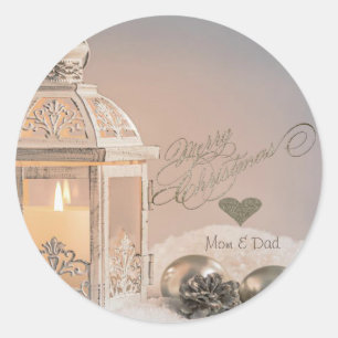 Elegant Christmas Balls,Lantern Classic Round Sticker