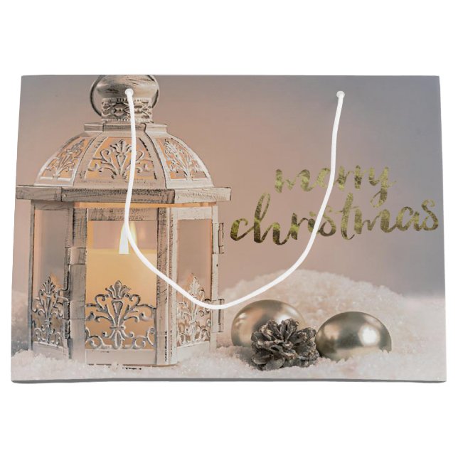 Elegant Christmas Balls,Lantern Holiday Large Gift Bag (Front)