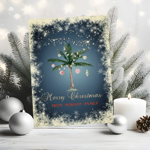 Elegant Christmas Balls,Palm Tree,Snowflakes Holiday Card