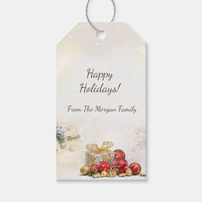 Elegant Christmas Balls,Present Gift Tags (Front)