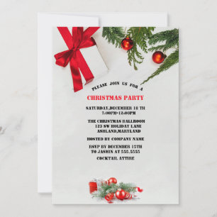 Elegant Christmas Balls,red,Christmas Party  Invitation
