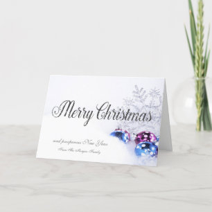 Elegant Christmas Balls , Snowflakes Company Holiday Card