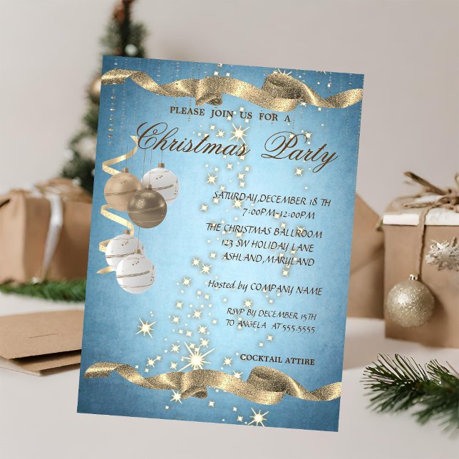 Elegant Christmas Balls,Sparkle,Christmas Party Invitation (Creator Uploaded)