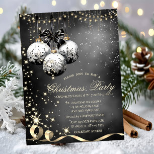 Elegant Christmas Balls Sparkle Christmas Party  Invitation