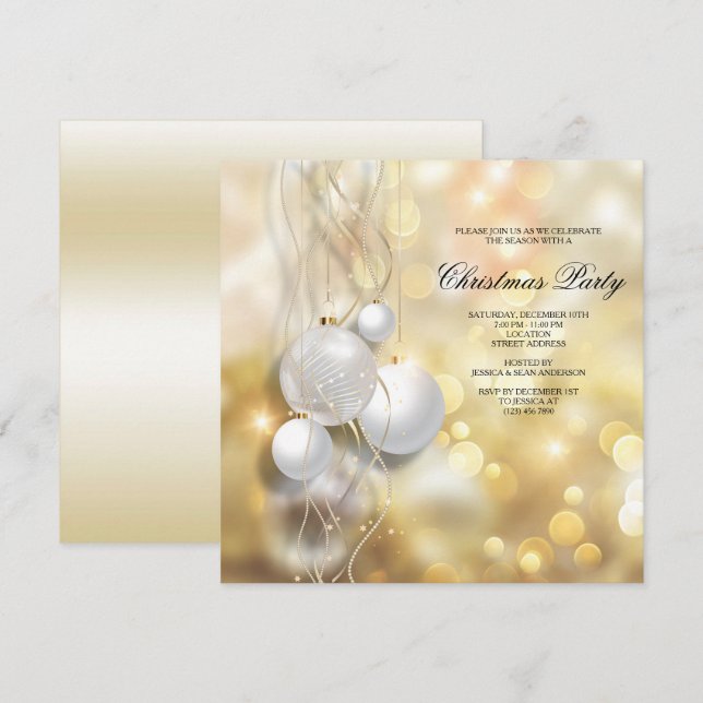 Elegant Christmas Baubles Christmas Party Invitation (Front/Back)