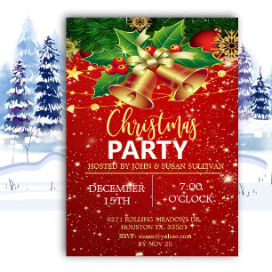 Elegant Christmas Bells Christmas Invitation