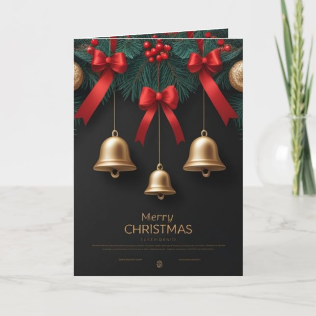 Elegant Christmas Bells Decor – Holiday Card (Front)