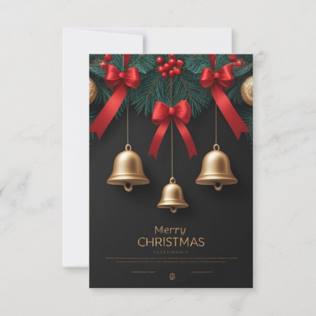 Elegant Christmas Bells Decor – Thank You Card (Front)