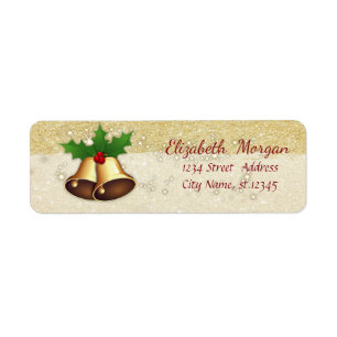 Elegant Christmas Bells,Holly Branches ,Glittery