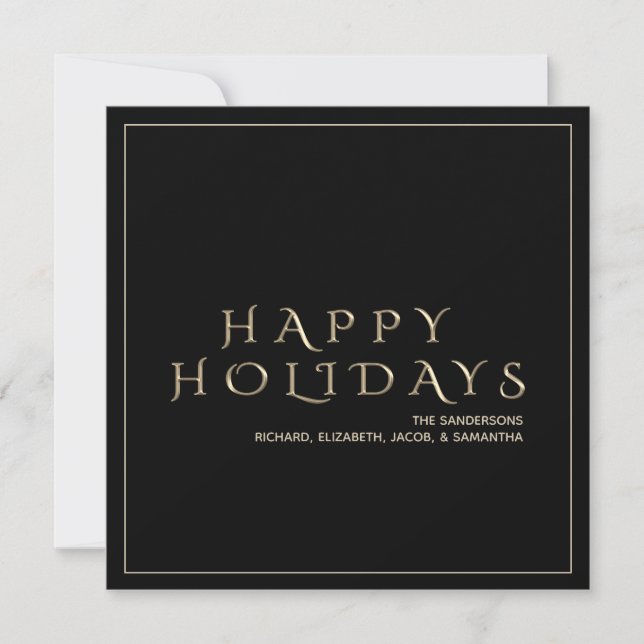 Elegant Christmas Black Gold Happy Holidays Holiday Card (Front)