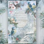 Elegant Christmas Bluebirds and Music Decoupage Tissue Paper<br><div class="desc">Elegant rustic floral design featuring vintage bluebirds perched on holly and pine boughs,  white dog roses,  quaint farm with water wheel,  handwriting,  scrolls and white flourishes with "Home Sweet Home" music in ornately engraved frame. Background features pale blue sky with white clouds.</div>