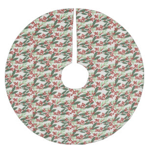 Elegant Christmas Botanical Berries Holiday Brushed Polyester Tree Skirt