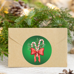 Elegant Christmas Botanical Red & Green  Classic Round Sticker