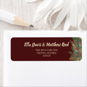 Elegant Christmas Botanical Wedding Return Address