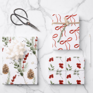 Elegant Christmas Botanical  Wrapping Paper Sheet