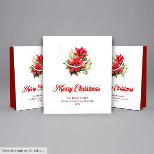 Elegant Christmas Bouquet Script Font Gift Bag