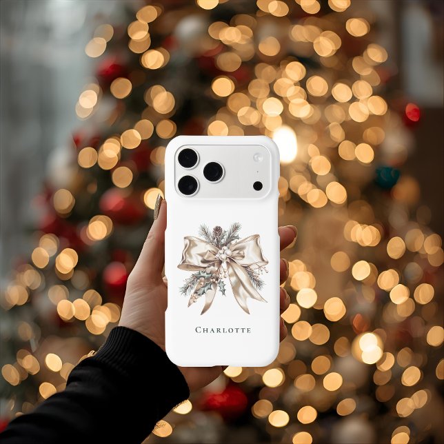 Elegant Christmas Bow Personalized Phone Case (Creator Uploaded)