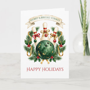 Elegant Christmas Bowling Holiday Card