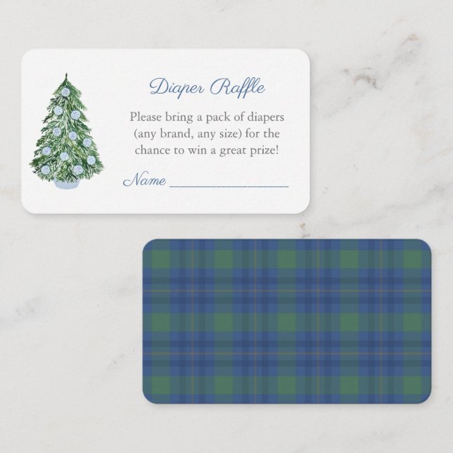 Elegant Christmas Boy Baby Shower Diaper Raffle Enclosure Card (Front/Back)