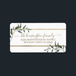 Elegant Christmas Branches Gold Foil Holiday Label<br><div class="desc">Elegant Christmas Branches Gold Foil Holiday Return Address Labels featuring a faux gold foil frame and modern winter eucalyptus branches. Easy to customise the text and colours. Please contact us at cedarandstring@gmail.com if you need assistance with the design or matching products.</div>