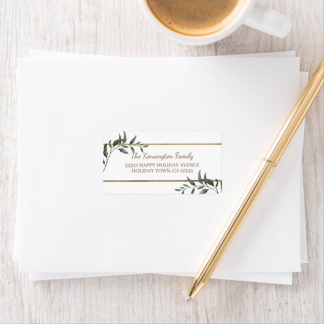 Elegant Christmas Branches Gold Foil Holiday Label (Insitu)