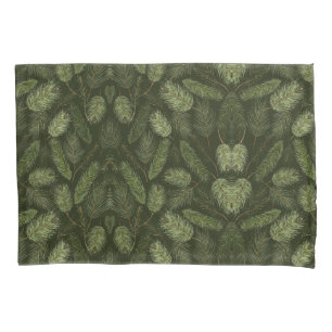 Elegant Christmas Branches on Black  Pillowcase