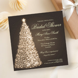 Elegant Christmas Bridal Shower Gold Invitation