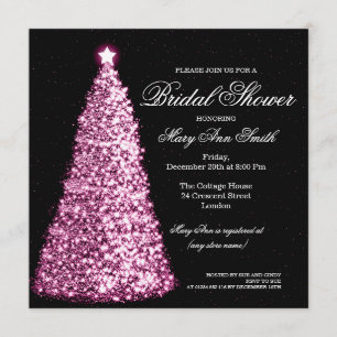 Elegant Christmas Bridal Shower Pink Invitation