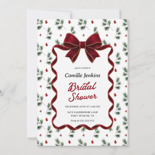Elegant Christmas Bridal Shower QR Code Invitation