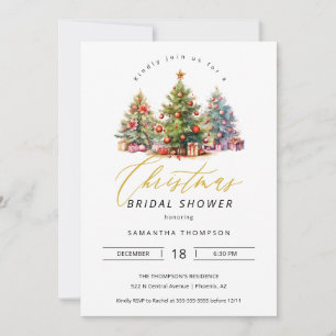 Elegant Christmas Bridal Shower QR Code Photo Invitation