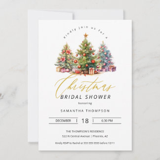 Elegant Christmas Bridal Shower QR Code Photo Invitation