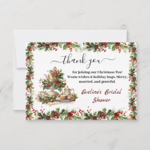 Elegant Christmas Bridal Shower Tea Party  Thank You Card
