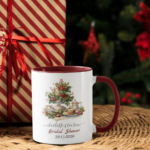 Elegant Christmas Bridal Shower Tea Time Party Mug