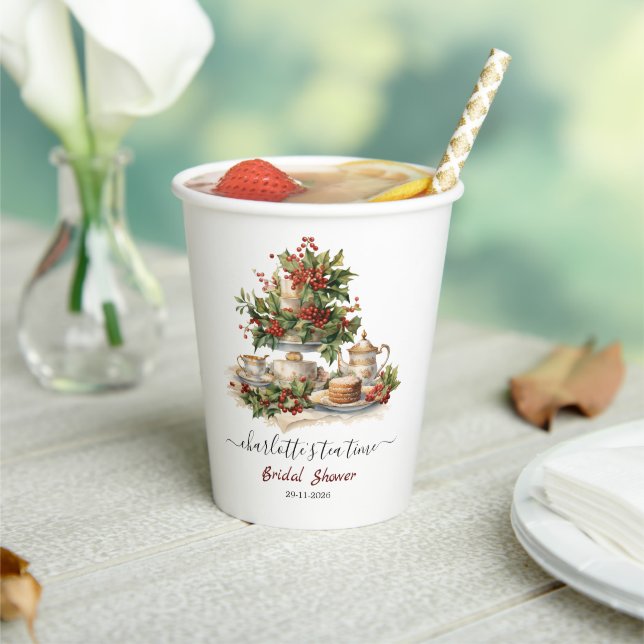 Elegant Christmas Bridal Shower Tea Time Party Paper Cups (Insitu)