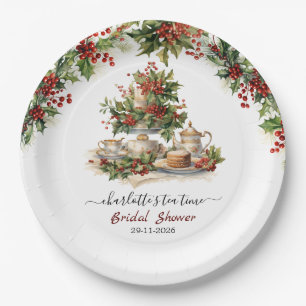 Elegant Christmas Bridal Shower Tea Time Party Paper Plate