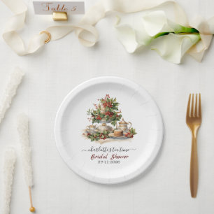 Elegant Christmas Bridal Shower Tea Time Party Paper Plate