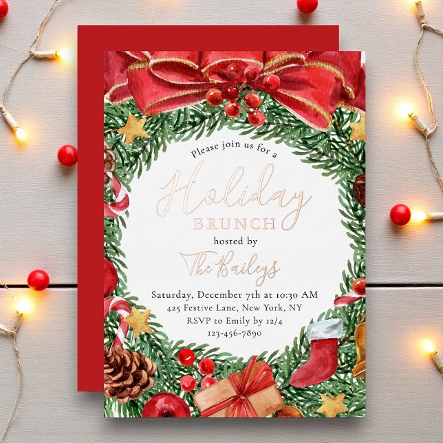 Elegant Christmas Brunch Floral Wreath Foil (Creator Uploaded)