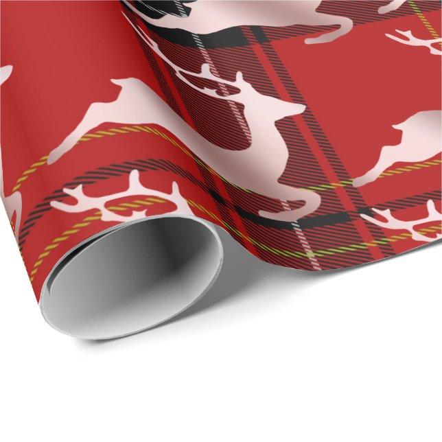 Elegant Christmas Buffalo Plaid Pattern Rose Gold Wrapping Paper (Roll Corner)