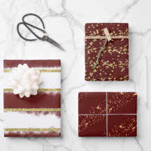 Elegant Christmas Burgundy & Gold Glitter-Print