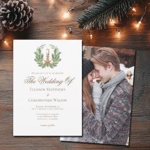 Elegant Christmas Candle Minimalist Wedding Invitation