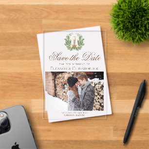 Elegant Christmas Candle Photo Save the Date Acrylic Invitations