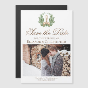 Elegant Christmas Candle Photo Save the Date Magnetic Invitation