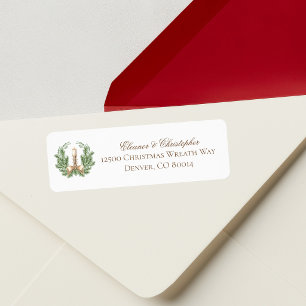 Elegant Christmas Candle Wreath Return Address