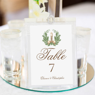 Elegant Christmas Candle Wreath Wedding Custom Table Number