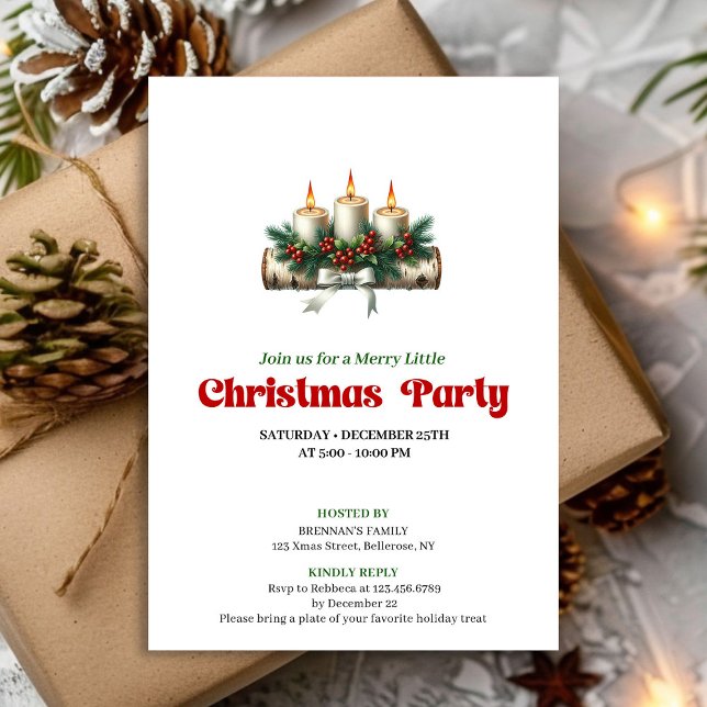Elegant Christmas Candles Pine Wreath Invitation (Elegant Christmas Candles Pine Wreath Invitation)