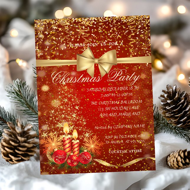 Elegant Christmas Candles, Tree Company Party Invitation (Creator Uploaded)