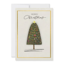 Elegant Christmas Card Decorated Tree and Gold