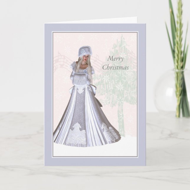 Elegant Christmas Card, Winter Lady Holiday Card (Front)