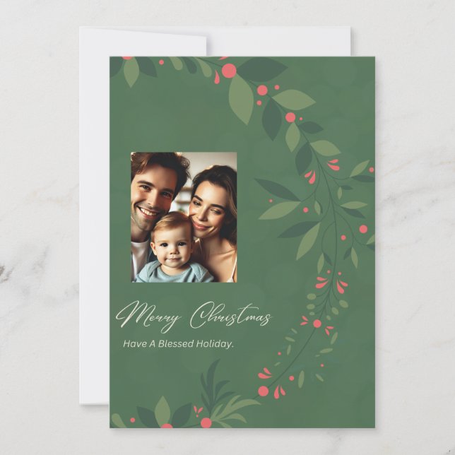 Elegant Christmas Card with Festive Greenery Desig (Front)