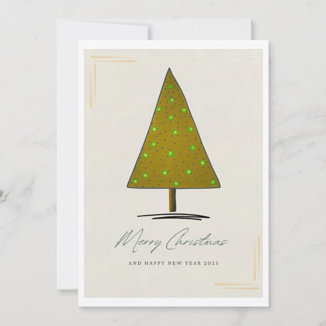 Elegant Christmas Card with Gold and Blue Geometri (Front)